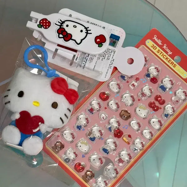 [BUNJANG] Hello Kitty 3D Sticker, Mirror Comb, and Keychain Set / 헬로키티 스티커 3D 키링 거울빗 세트