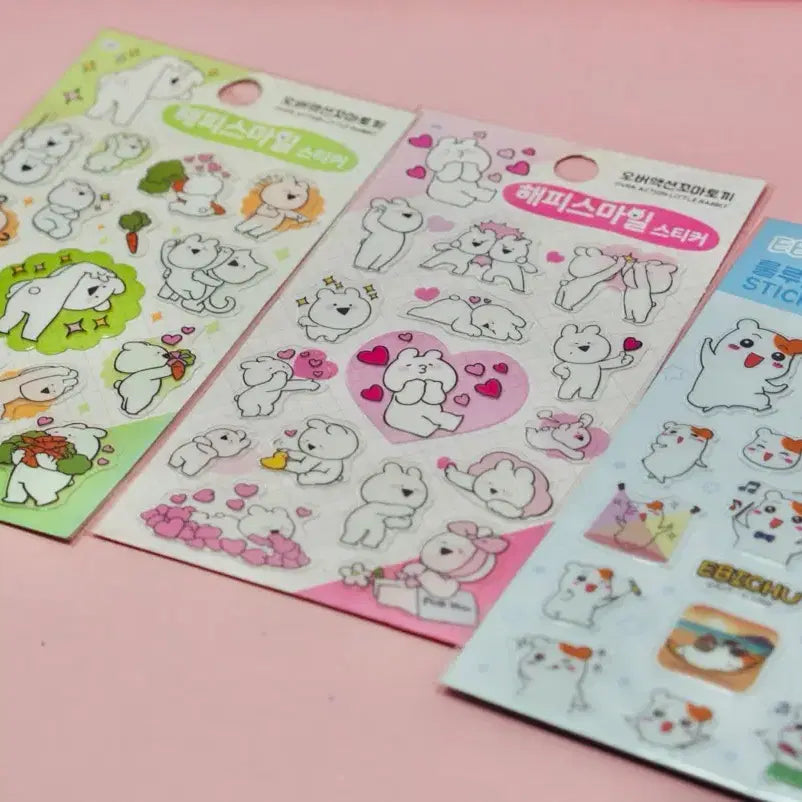[BUNJANG] Happy Smile Ebichu Sticker Set (3 Types) / 해피스마일 에비츄 스티커 3종 세트 다꾸