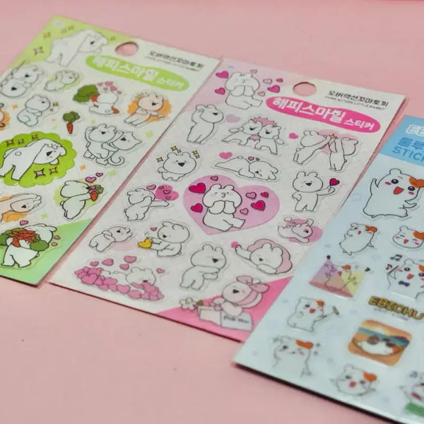 [BUNJANG] Happy Smile Ebichu Sticker Set (3 Types) / 해피스마일 에비츄 스티커 3종 세트 다꾸