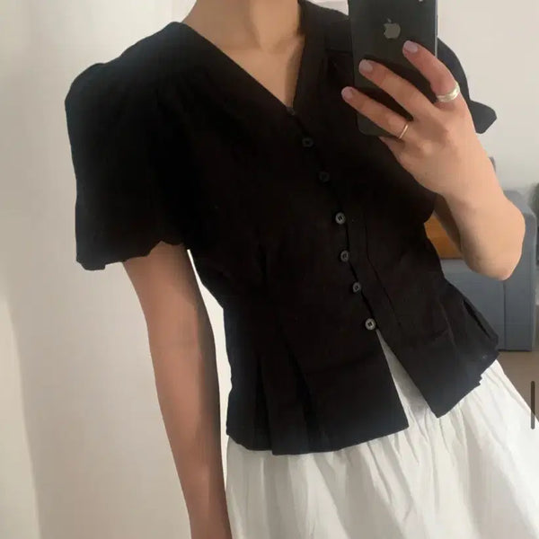 [BUNJANG] Selected Cottage Blouse Black / 셀렉트한 코티지 블라우스 블랙