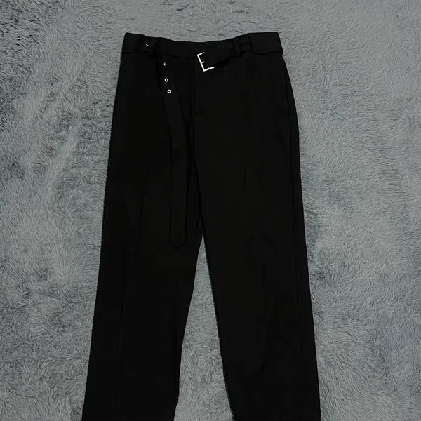 [BUNJANG] Solid Homme Black Belted Slacks / (정품) 솔리드옴므 블랙 벨트 슬랙스 허리32