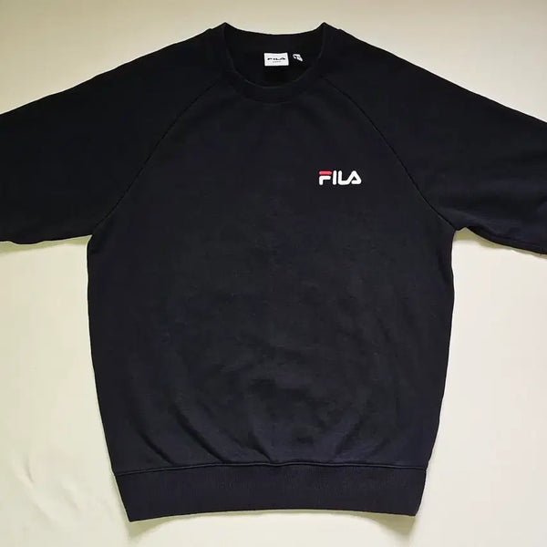 [BUNJANG] FILA Logo Short Sleeve Sweatshirt Black / 휠라(FILA) 로고 반팔 맨투맨 블랙