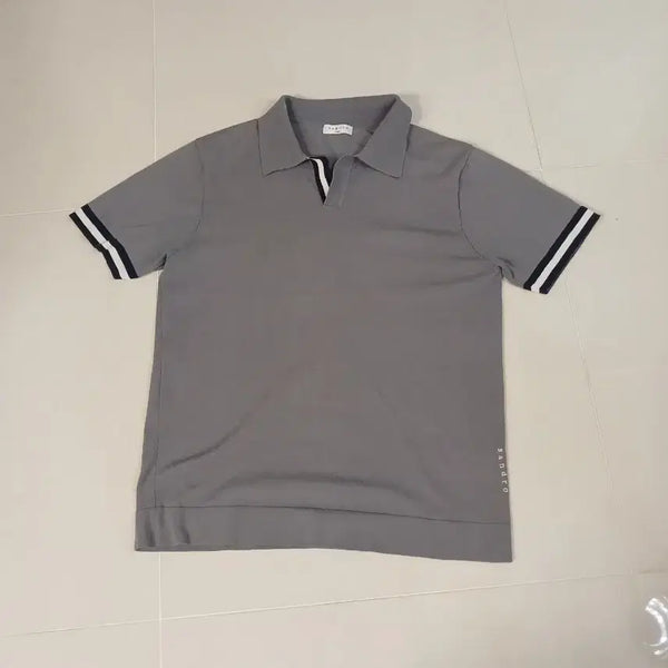 [BUNJANG] Sandro Men's Short Sleeve Knit Polo Shirt Grey / 산드로 반팔 니트 카라티 그레이 남성