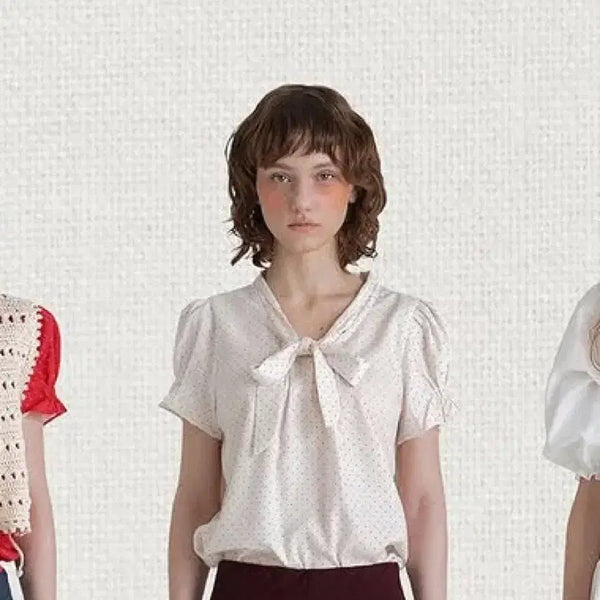 [BUNJANG] Without Summer Dot Short Sleeve Blouse / 위드아웃썸머 도트 반팔 블라우스