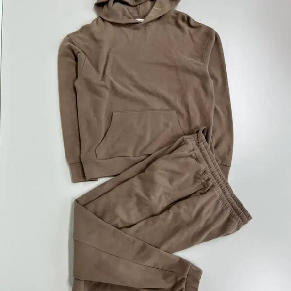 [BUNJANG] Reese Cotton Hooded Brown Training Set / [정품] 리스 코튼 후드 브라운 트레이닝 셋업
