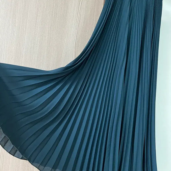[BUNJANG] Pleated Wide Pants - Deep Green / 플리츠 스커트 팬츠 딥 그린 와이드팬츠