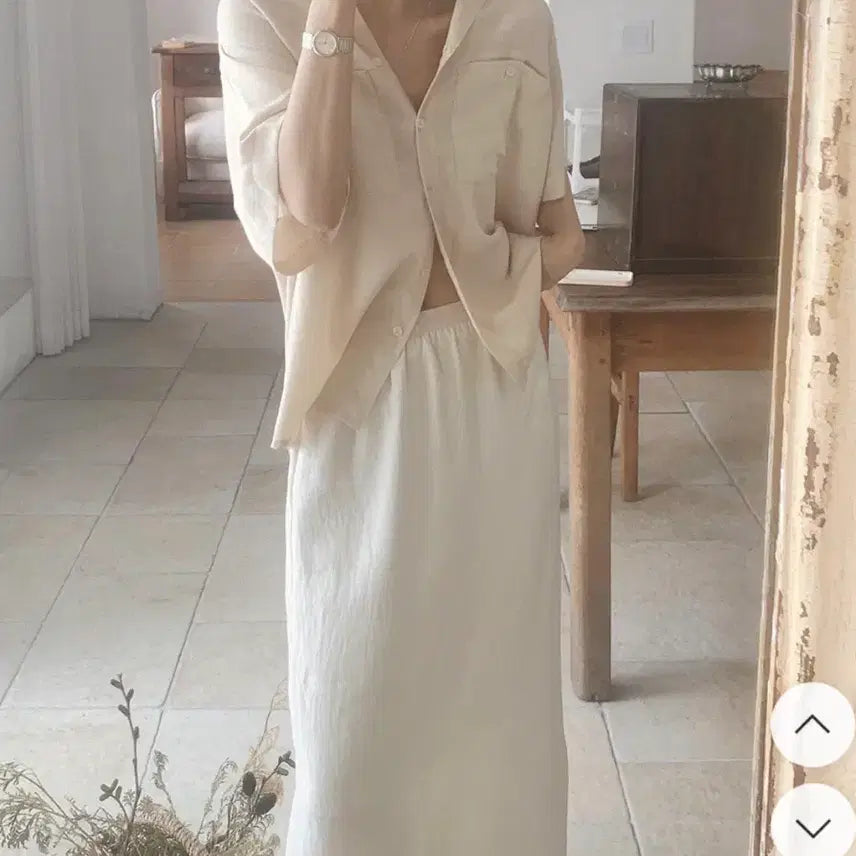 [BUNJANG] Slowand Sage Shining Banding Skirt Cream / 슬로우앤드 세이지 샤이닝 밴딩스커트 크림