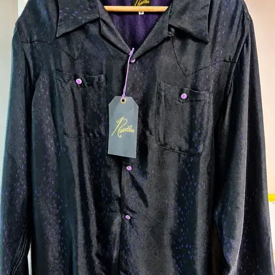 [BUNJANG] Needles Rayon Shirt Black Purple Pattern M / 니들스 레이온 셔츠 블랙 퍼플 패턴 M