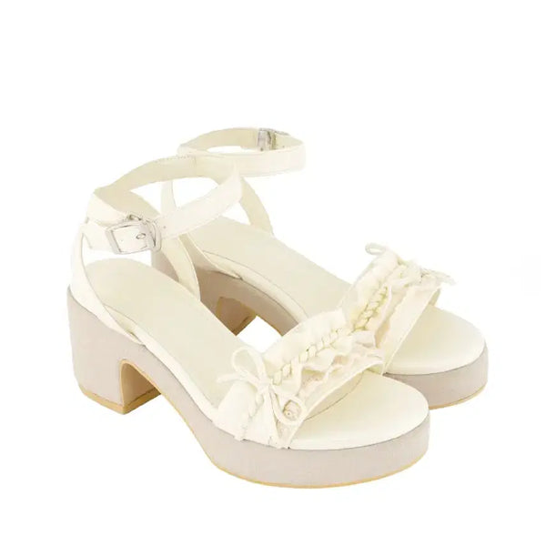 [BUNJANG] Forusring Dolly Ribbon Wedge Heels Ivory 240 / 미개봉) 포어링 돌리 리본 웨지 힐 아이보리 240