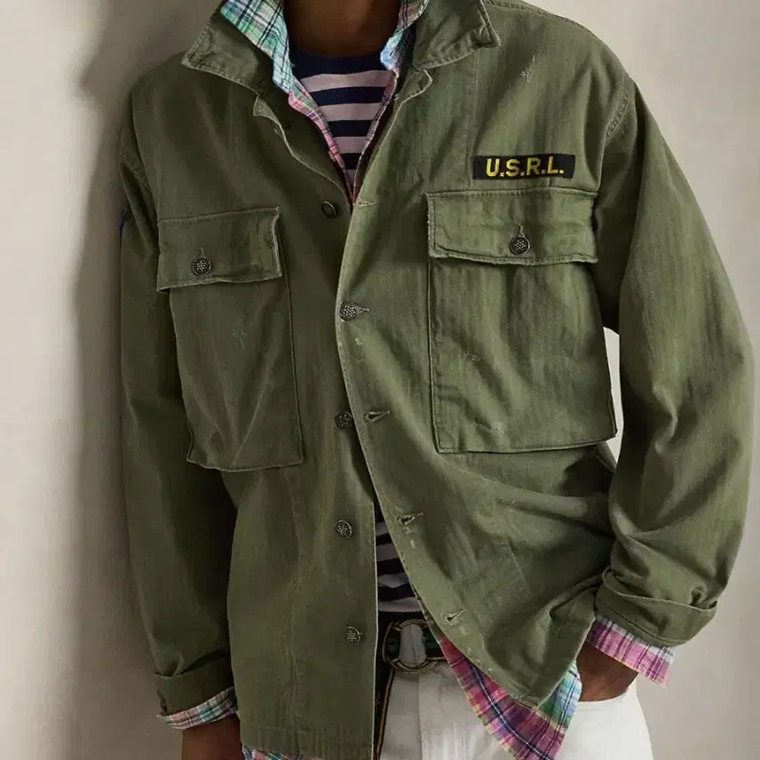 [BUNJANG] Polo Ralph Lauren 26ss Herringbone Military Field Jacket / 폴로 26ss 헤링본 밀리터리 야상 셔츠 자켓