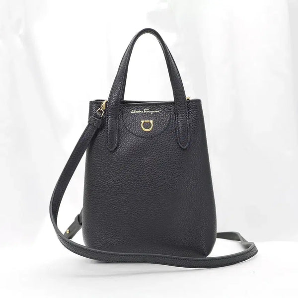 [BUNJANG] Salvatore Ferragamo Black Calfskin Gancini Mini Top Handle Bag / 페라가모 블랙 카프스킨 간치니 미니 탑핸들백