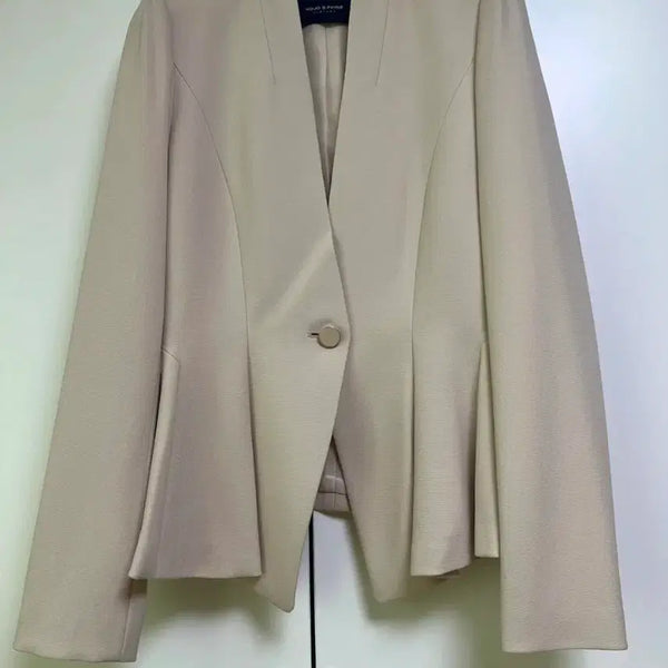 [BUNJANG] MOJO.S.PHINE Beige Women's Collarless Jacket / 모조앤프라임 베이지색 여성 노카라 자켓~새상품