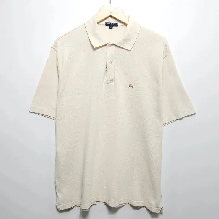 [BUNJANG] Burberry Ivory Cotton Short Sleeve Polo Shirt / 110 BURBERRY 버버리 반팔 카라티 아이보리