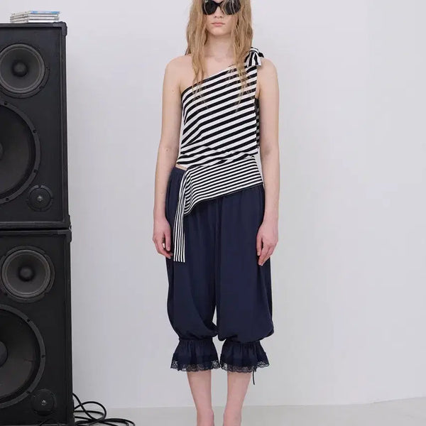 [BUNJANG] LCDC Asymmetric Stripe Top (Black) / LCDC ASYMMETRIC STRIPE TOP (BLACK)