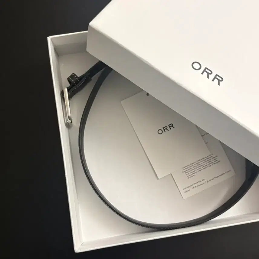 [BUNJANG] ORR Slick Buckle Leather Belt Black (Stitch) / ORR 슬릭 버클 가죽 벨트 블랙 (스티치)