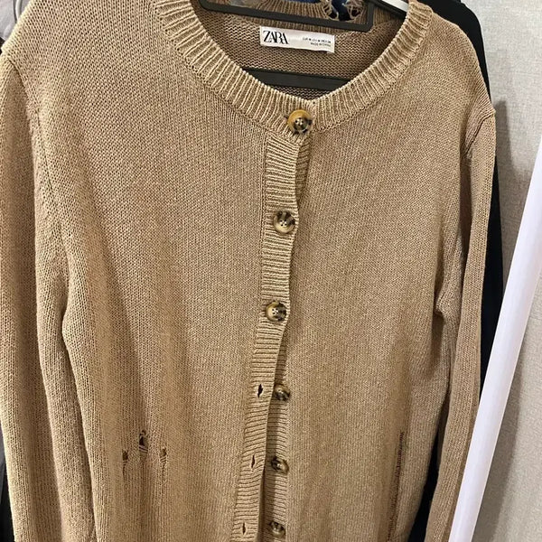[BUNJANG] Zara Knit Cardigan Beige, Pink Bundle Set / 자라 니트 가디건 베이지, 핑크 일괄