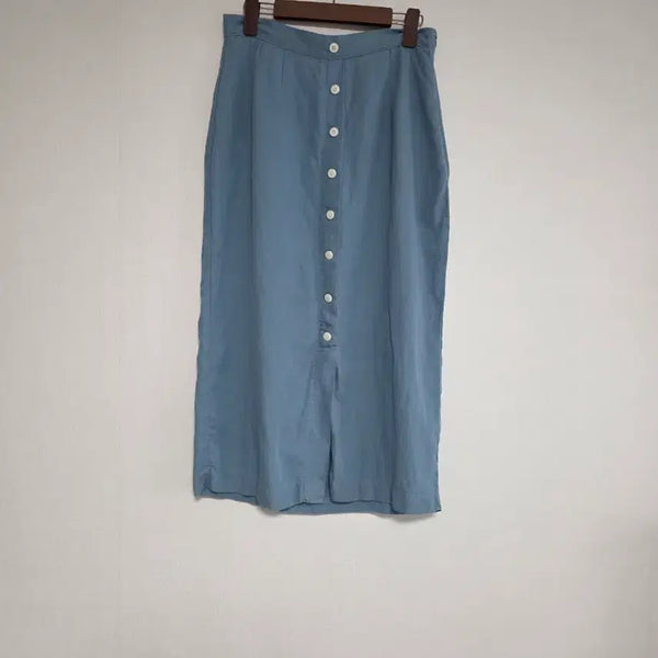 [BUNJANG] Blue Button Long Skirt / 롱 스커트 블루 버튼