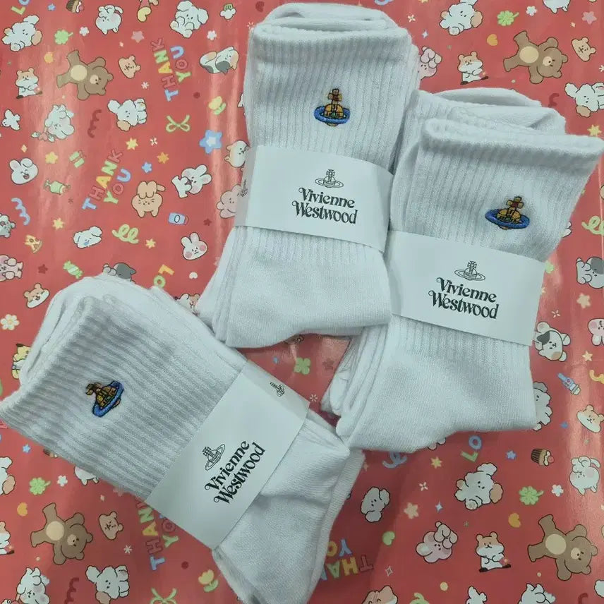 [BUNJANG] Vivienne Westwood Embroidered Logo Socks (9 Pairs) / 비비안웨스트우드 양말 화이트