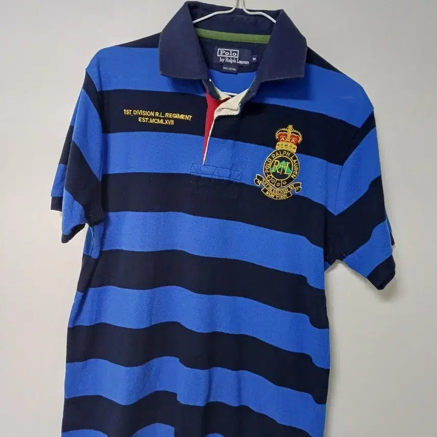 [BUNJANG] Polo Ralph Lauren Women's Rugby Stripe Short Sleeve Polo Shirt (Oversized 95) / 여성 폴로랄프로렌 럭비 반팔 카라티셔츠 (오버핏95)