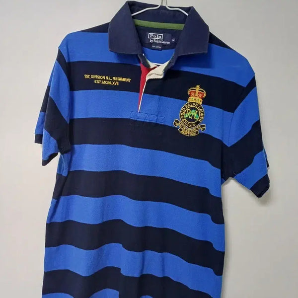 [BUNJANG] Polo Ralph Lauren Women's Rugby Stripe Short Sleeve Polo Shirt (Oversized 95) / 여성 폴로랄프로렌 럭비 반팔 카라티셔츠 (오버핏95)