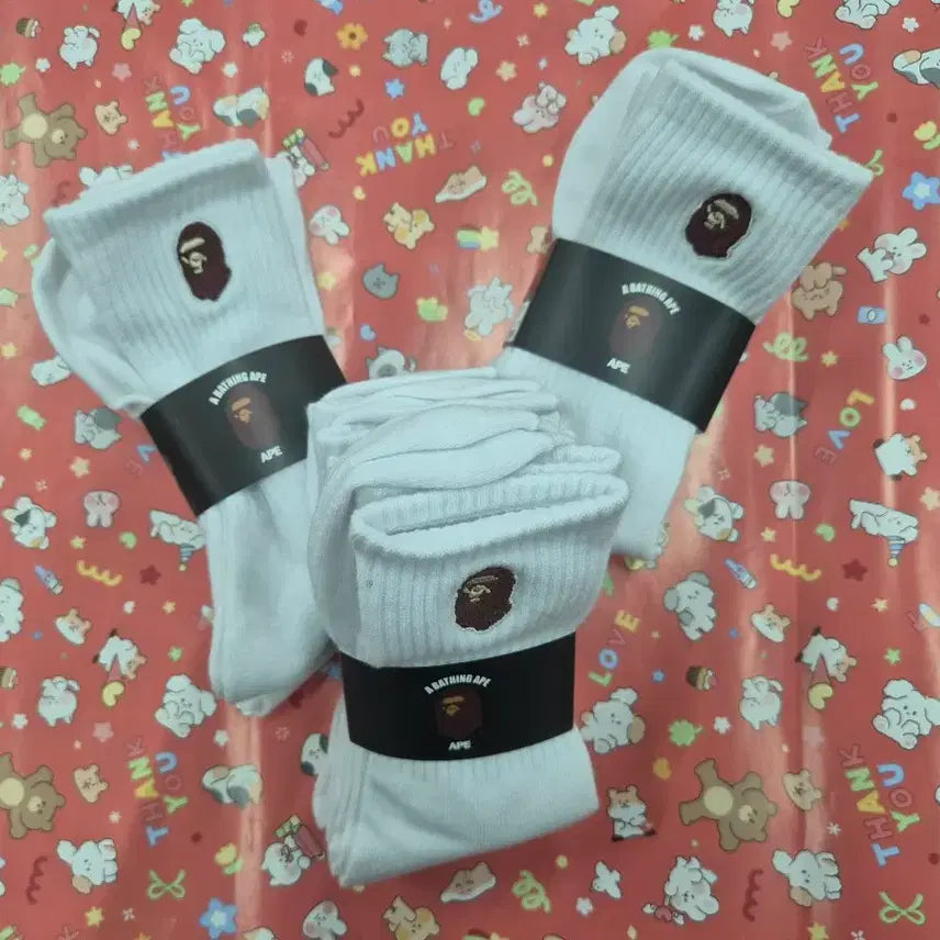[BUNJANG] BAPE 9-Pair Socks Set White / 베이프 양말 화이트9족