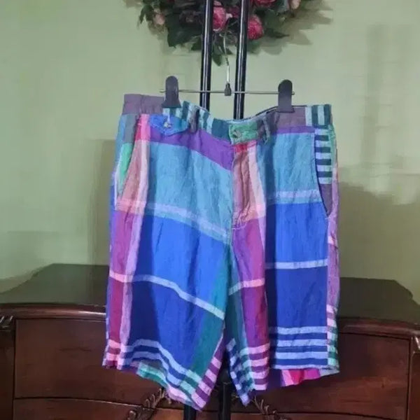 [BUNJANG] Ralph Lauren 100% Linen Check Shorts / 랄프로렌 린넨 100% 체크반바지
