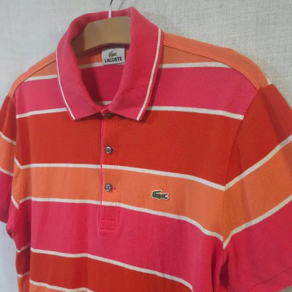 [BUNJANG] Lacoste Genuine Striped Short-Sleeve Polo T-Shirt Size 100 / 라코스테 정품 PK 카라 반팔티 100 폴로 반팔 티셔츠 스트라이프 여름