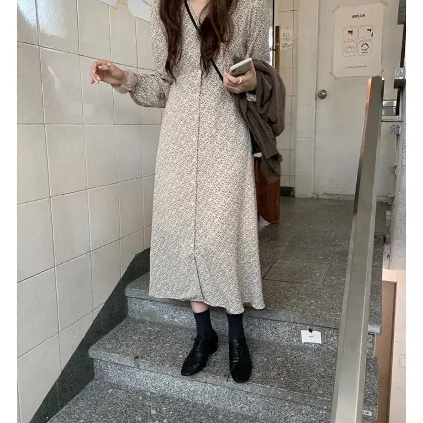 [BUNJANG] Slowand Eve Monotone Flower Dress / 슬로우앤드 이브 모노톤 플라워 원피스