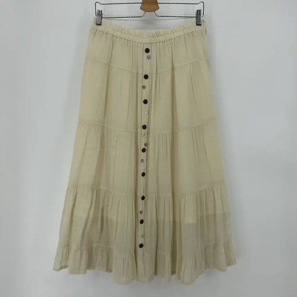 [BUNJANG] Vintage Mori Girl Tiered Long Skirt / [JPN] 빈티지 모리걸 믹스버튼 티어드 롱스커트