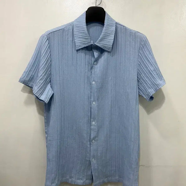 [BUNJANG] MANFINITY Sky Blue Linen Blend Shirt / MANFINITY하늘색 셔츠 린넨 혼방 셔츠
