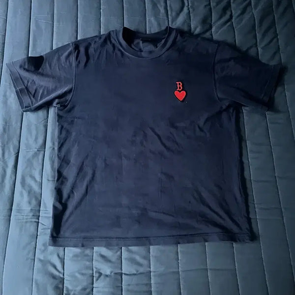 [BUNJANG] MLB Heart Small Logo Oversized T-Shirt / MLB 하트 스몰로고 오버핏 반팔