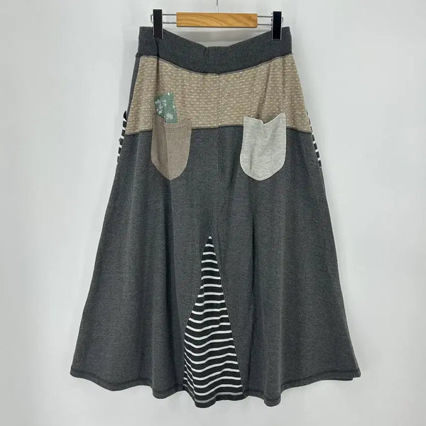 [BUNJANG] Vintage Mori Girl Stripe Patchwork Long Skirt / [JPN] 빈티지 모리걸 스트라이프 패치워크 롱스커트