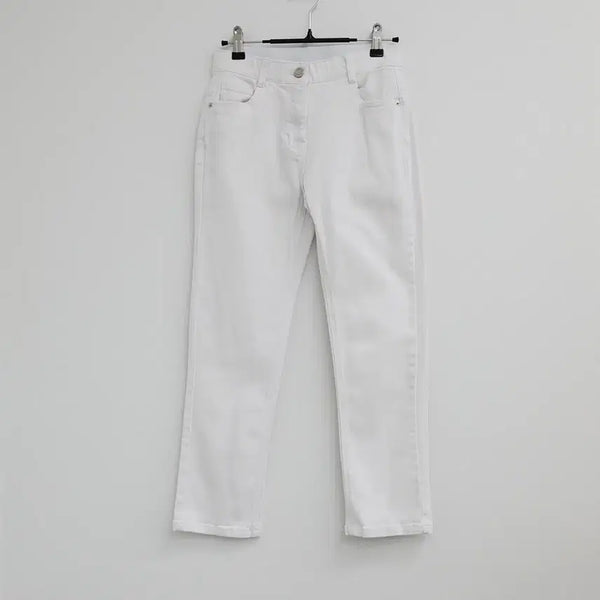[BUNJANG] White Wide Button Cotton Pants / 화이트 와이드 버튼 면 팬츠