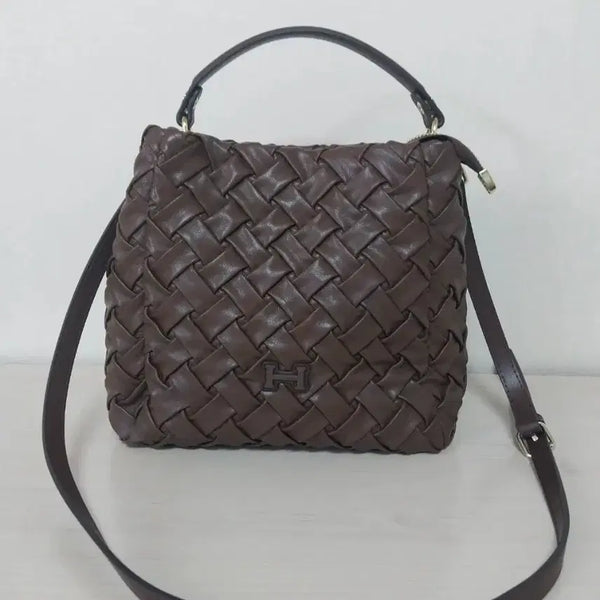 [BUNJANG] Chocolate Brown Woven Shoulder Bag / Crossbody Bag / 여성 초콜릿 브라운 위빙 숄더백 / 크로스백