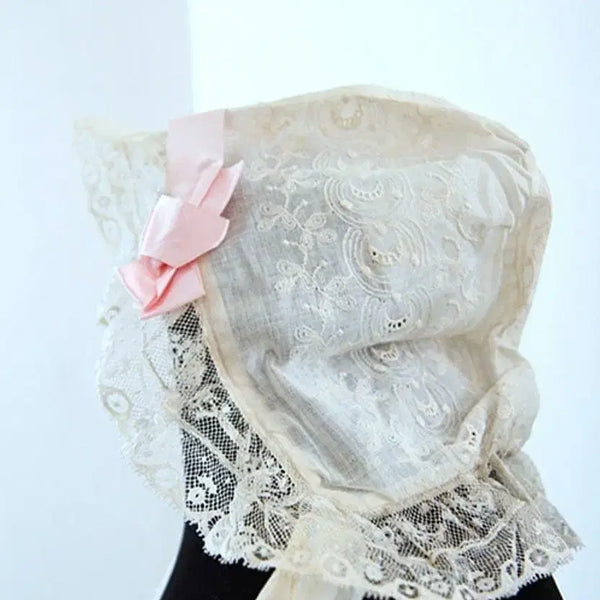 [BUNJANG] Antique French Handmade Ladies' Morning Lace Bonnet / 앤틱 프렌치 핸드메이드 레이디스 모닝데이 레이스 보넷