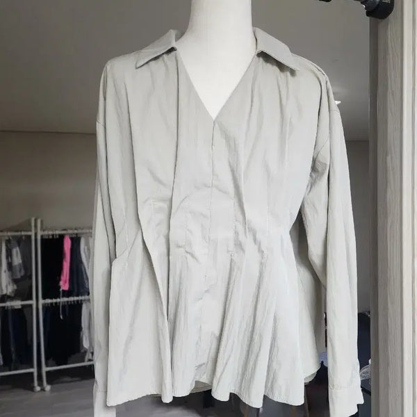 [BUNJANG] Cotton Poly Blend Pintuck Shirt / 예쁜 코튼 폴리 블렌드 셔츠