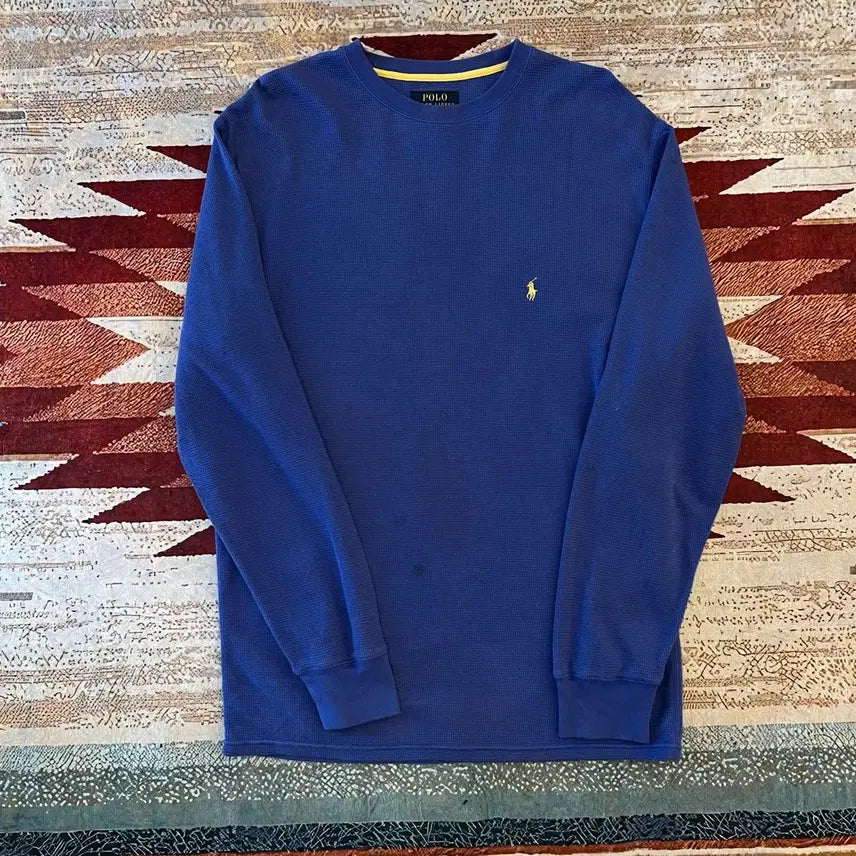 [BUNJANG] Polo Ralph Lauren Waffle Knit Crewneck T-Shirt Blue L / 폴로 랄프로렌 와플 니트 크루넥 티셔츠 [블루] L/100
