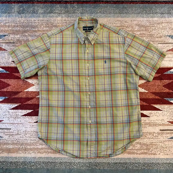 [BUNJANG] Polo Ralph Lauren Button-Down Oxford Short Sleeve Checkered Shirt Green XL / 폴로 랄프로렌 버튼다운 옥스퍼드 반팔 체크셔츠 [그린] XL/105