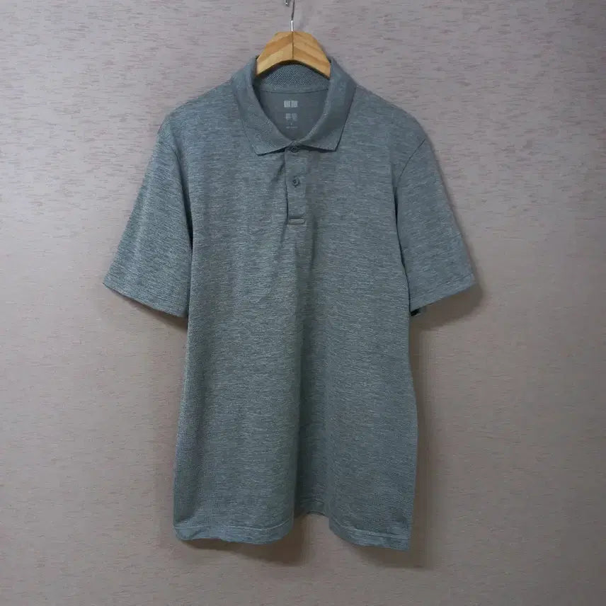 [BUNJANG] Uniqlo Grey Collar T-Shirt Men's L / B7-9/유니클로 그레이 카라티 남성L