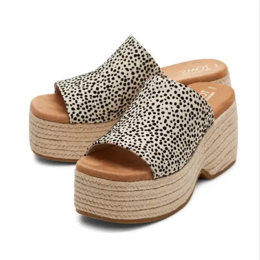 [BUNJANG] TOMS Dalmatian Pattern Mules Wedge Heel Sandals / 택미제거새제품/ 탐스TOMS 뮬 웨지힐 샌들 (달마시안 패턴)