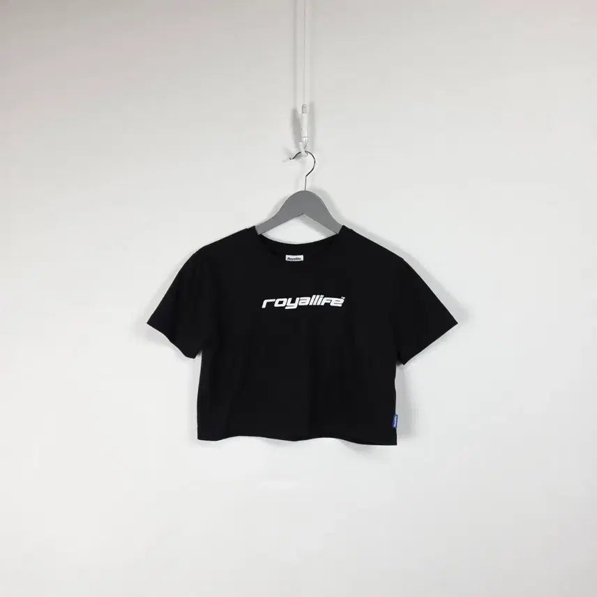 [BUNJANG] Royal Life Black Cropped T-Shirt / 로얄라이프 반팔 크롭티 블랙 여 90-95, 260709