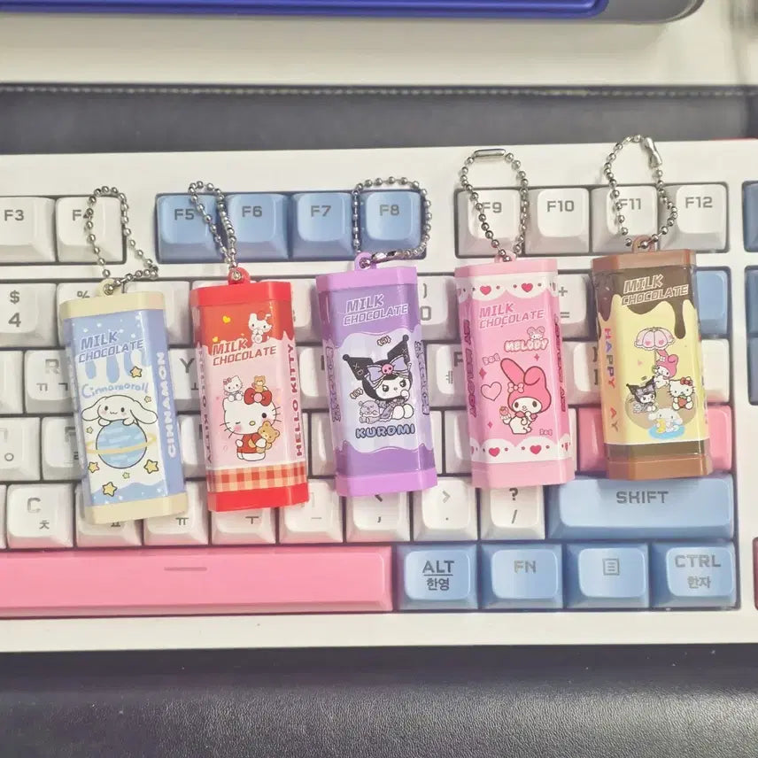[BUNJANG] Sanrio Characters Chocolate Bar Clicker Keychain Set of 5 / 산리오 캐릭터 초코바 딸깍이 키링 5종 세트