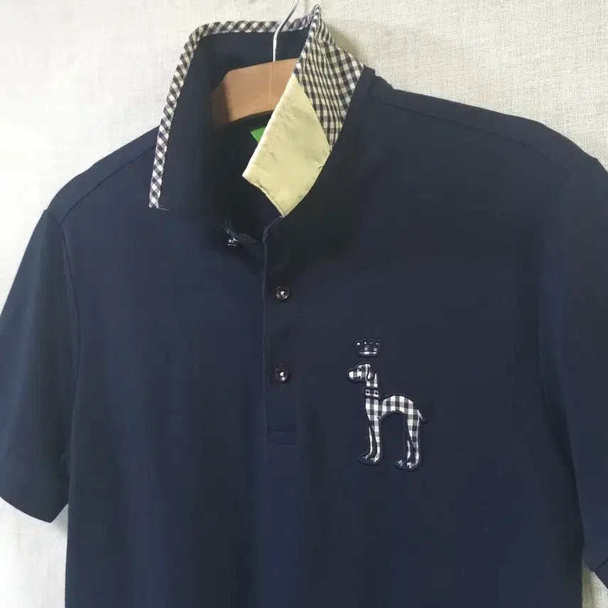 [BUNJANG] Hazzys Golf Big Logo Embroidery Navy Short-Sleeve Polo T-shirt / 헤지스 골프 정품 빅로고 자수 네이비 반팔 티셔츠 95 여름 PK 카라티