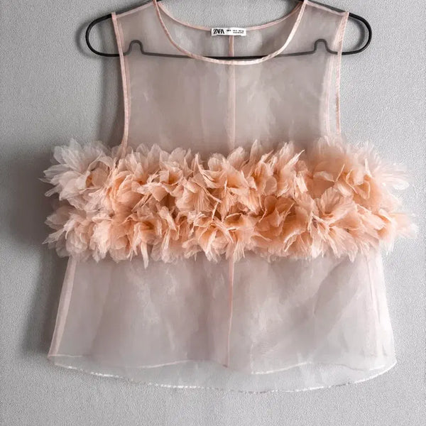[BUNJANG] Zara Organza Flower Bustier / 자라 오간자 플라워 뷔스티에