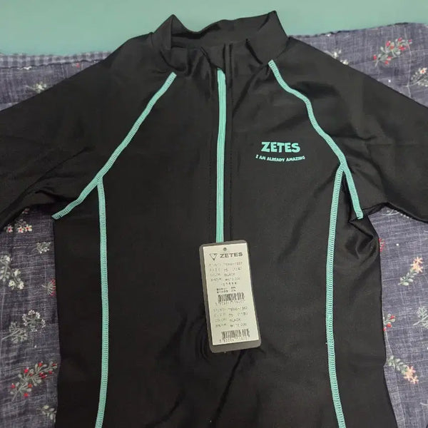[BUNJANG] Zetes Boy's Short Sleeve 5-Point All-in-One Swimsuit Black Size 11 (75) / zetes 남아 반팔 5부 올인원 수영복 블랙 11호 (75) 새상품