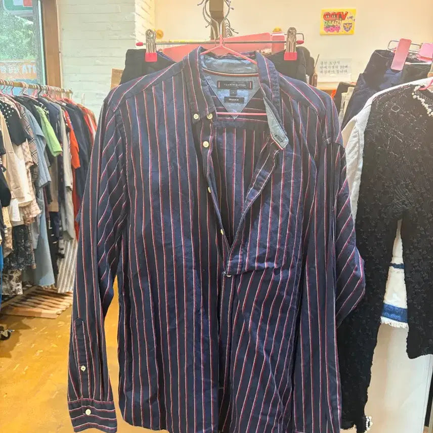 [BUNJANG] Tommy Hilfiger Men's Striped Shirt / 타미힐피거 스트라이프 셔츠 남성