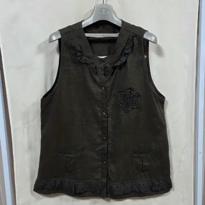 [BUNJANG] Linen Lace Vest (Free Size) / 예쁜린넨레이스조끼(free)