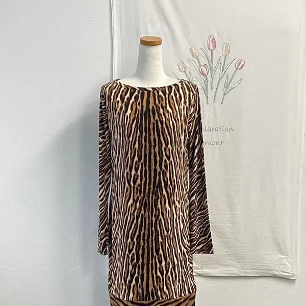[BUNJANG] Michael Kors Leopard Print Long Sleeve Dress / 새상품-마이클코어스 호피 무늬 긴팔 원피스