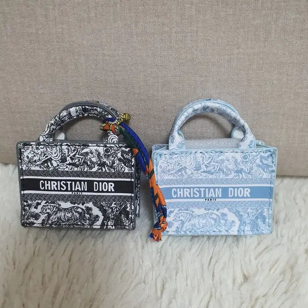 [BUNJANG] Dior Mini Tote Bag Set (Black/Blue) / 디올 미니 토트백 블랙/블루 2개 세트 새상품