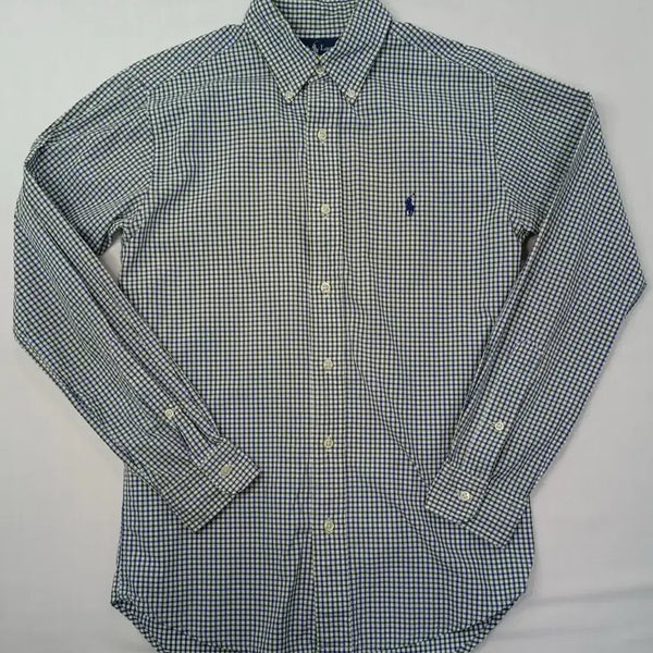 [BUNJANG] Polo Ralph Lauren Blue & Green Gingham Check Shirt - Size S / 폴로 랄프로렌 블루&그린 깅엄체크 셔츠 S